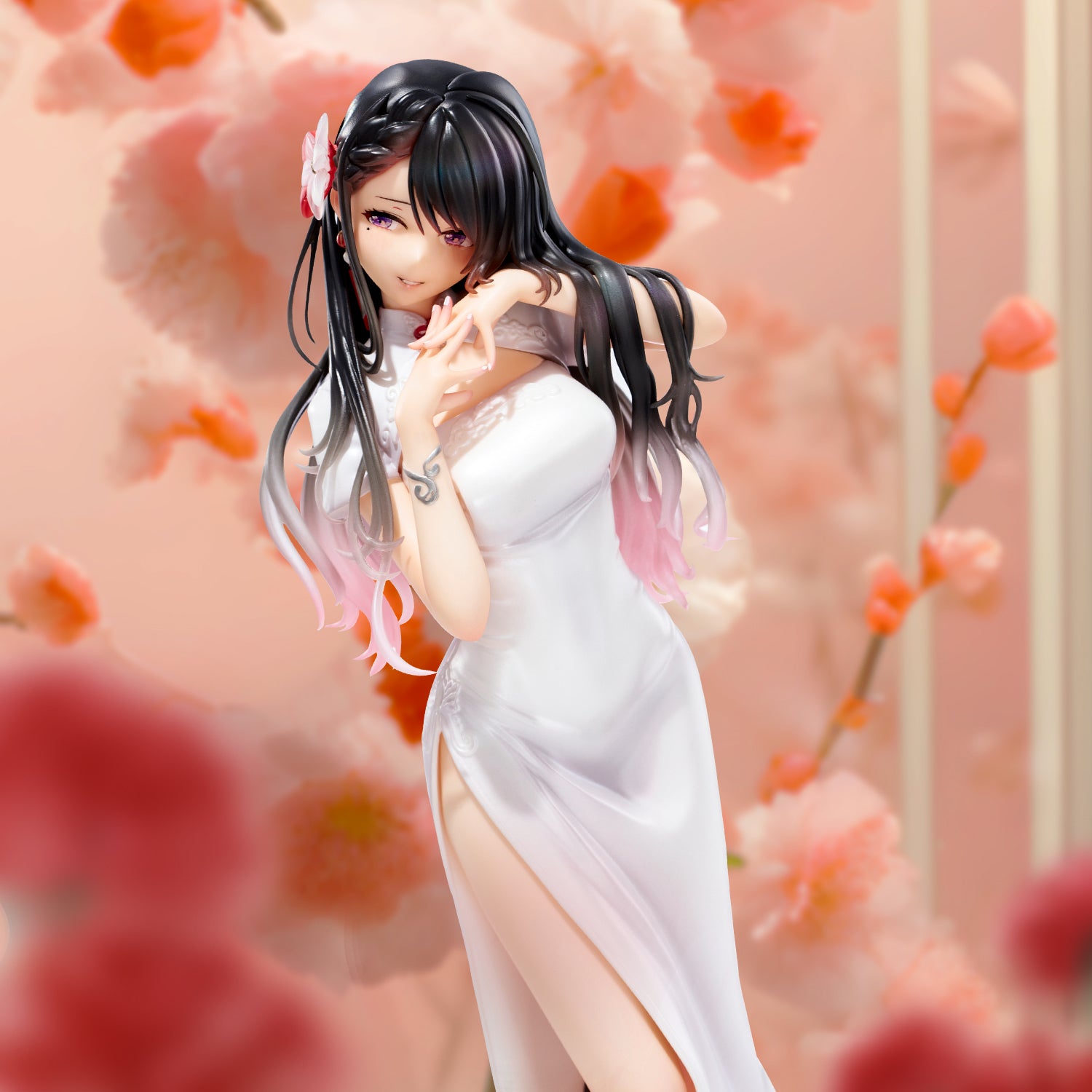 Mai Okuma illustration Healing-type white chinese dress lady Scale figure