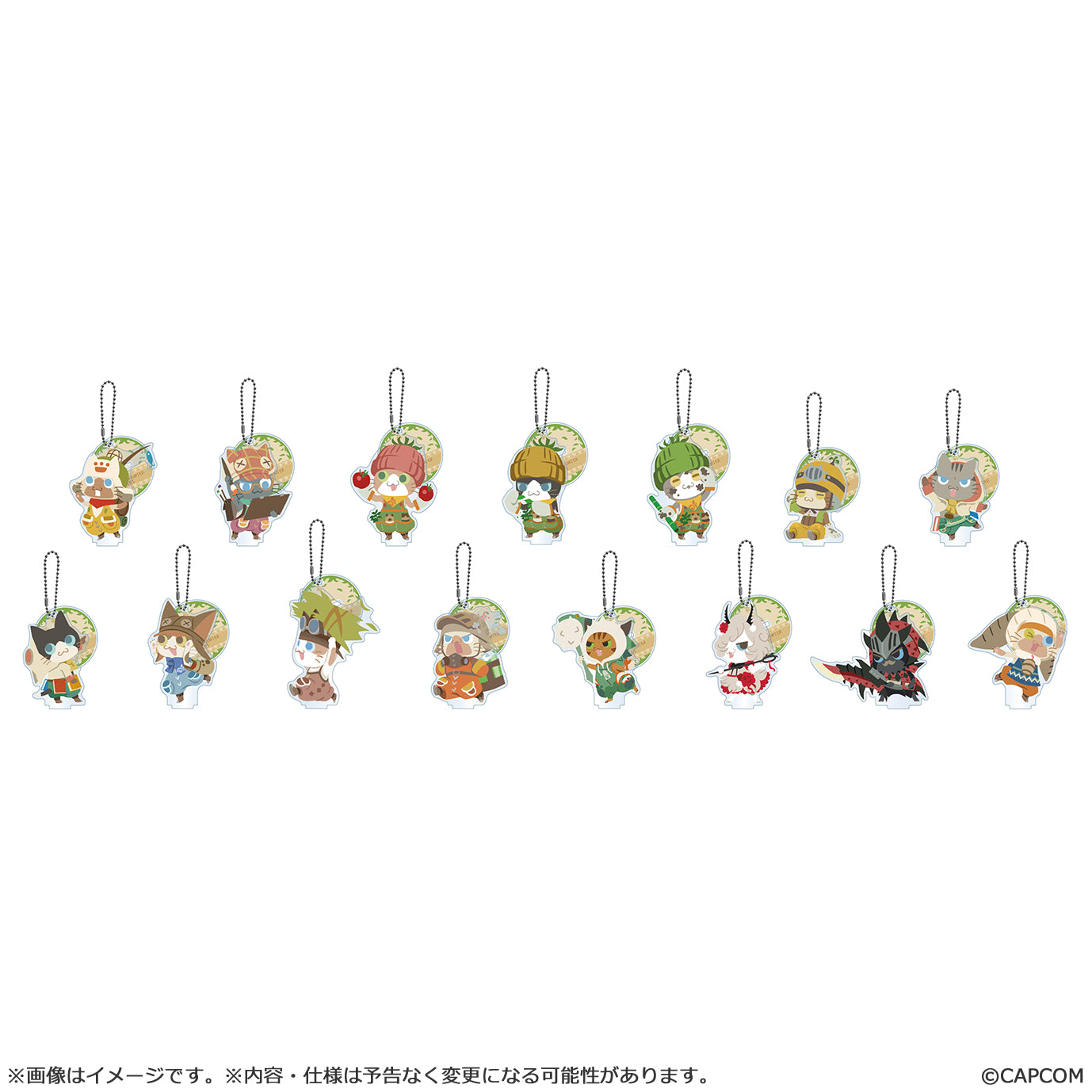 Monster Hunter Wilds Felyne acrylic stand Keychain collection (SET of 15pcs)