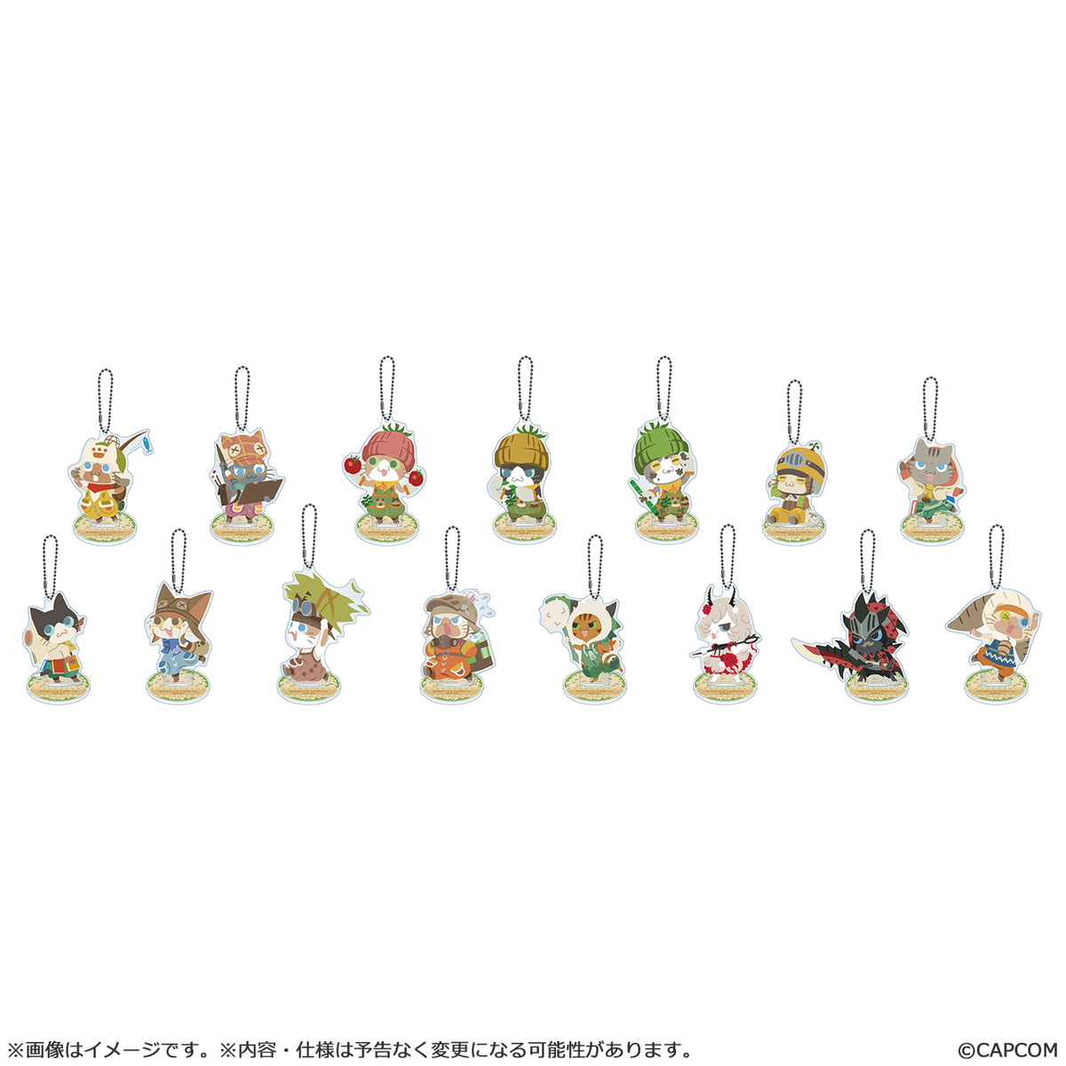 Monster Hunter Wilds Felyne acrylic stand Keychain collection (SET of 15pcs)