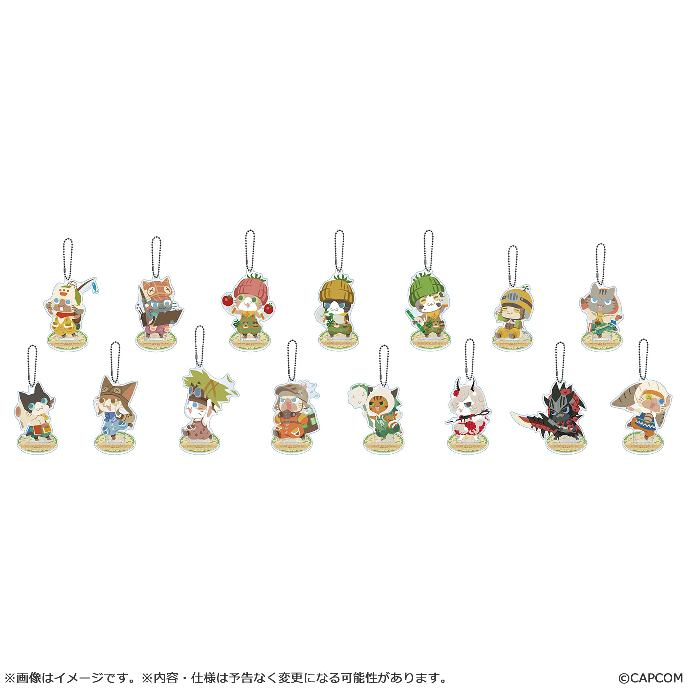 Monster Hunter Wilds Felyne acrylic stand Keychain collection (SET of 15pcs)