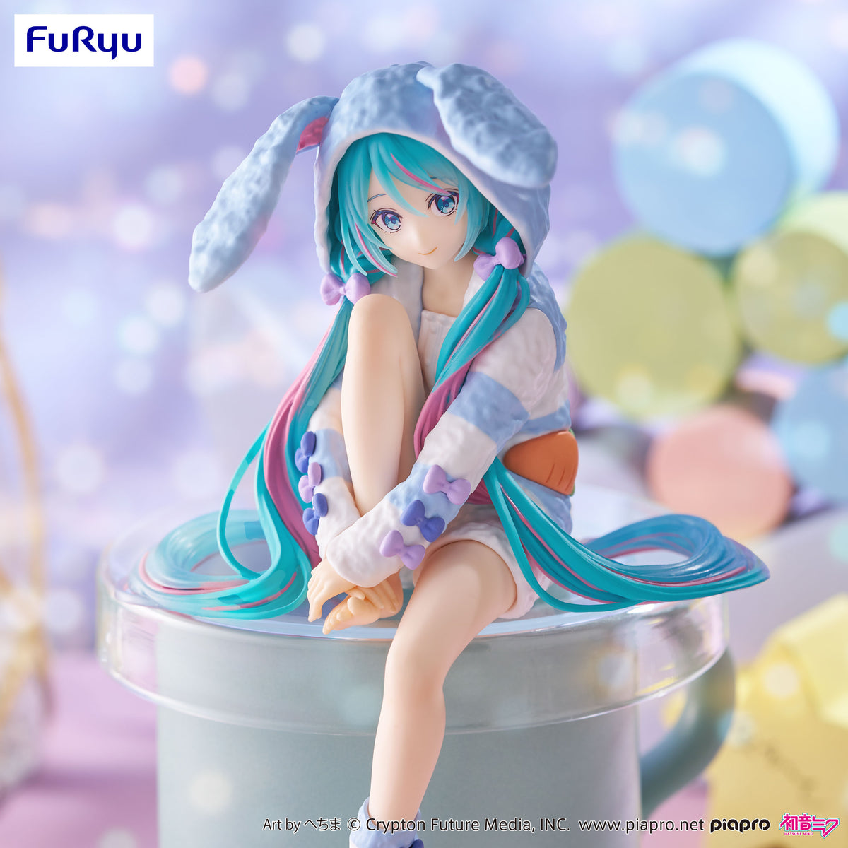 Hatsune Miku Noodle Stopper Figure Rabbit Ear Hood Pajama Blue Color ver