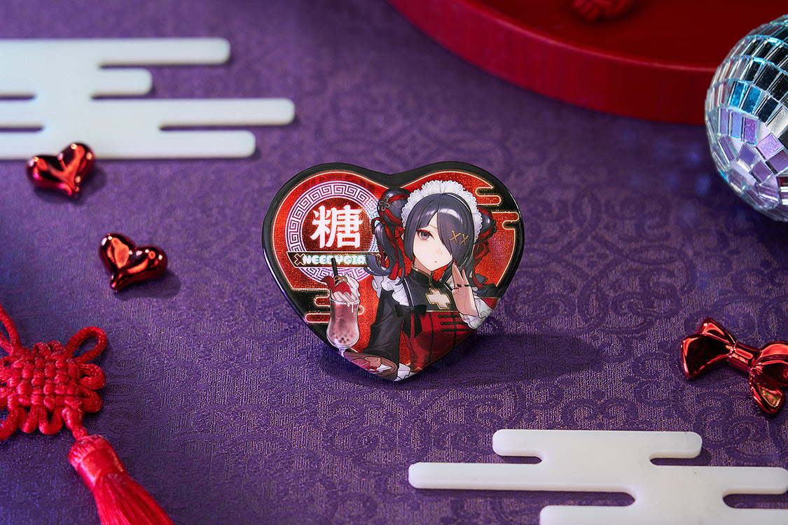 NEEDY STREAMER OVERLOAD Needy Streamer Chinese Restaurant Series Heart-Shaped Pinback Button Ame