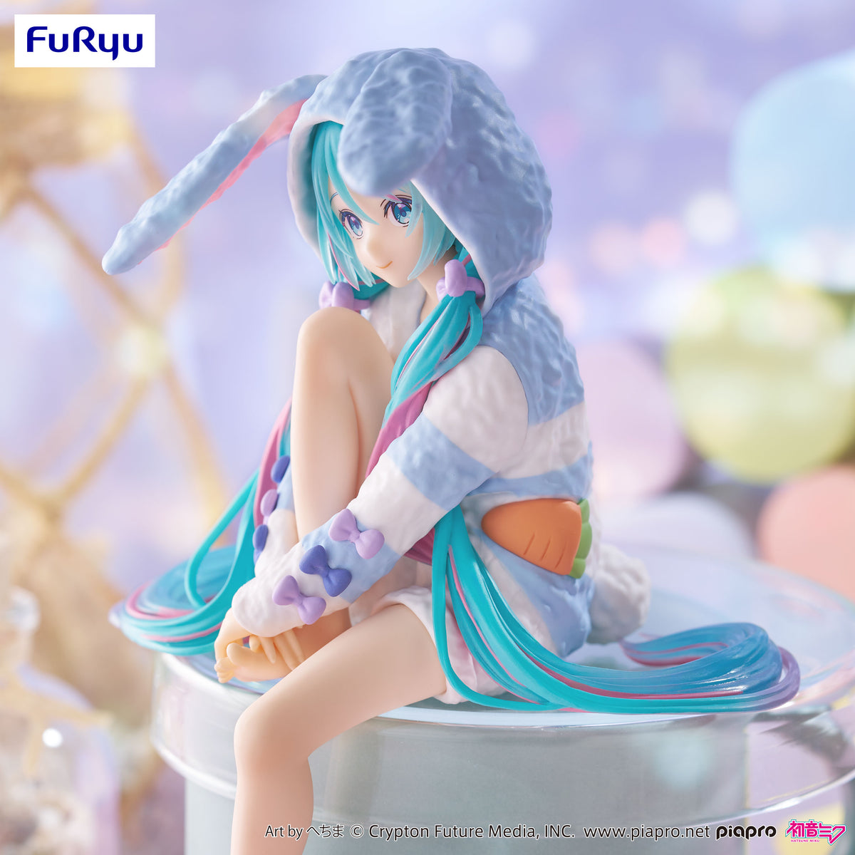 Hatsune Miku Noodle Stopper Figure Rabbit Ear Hood Pajama Blue Color ver