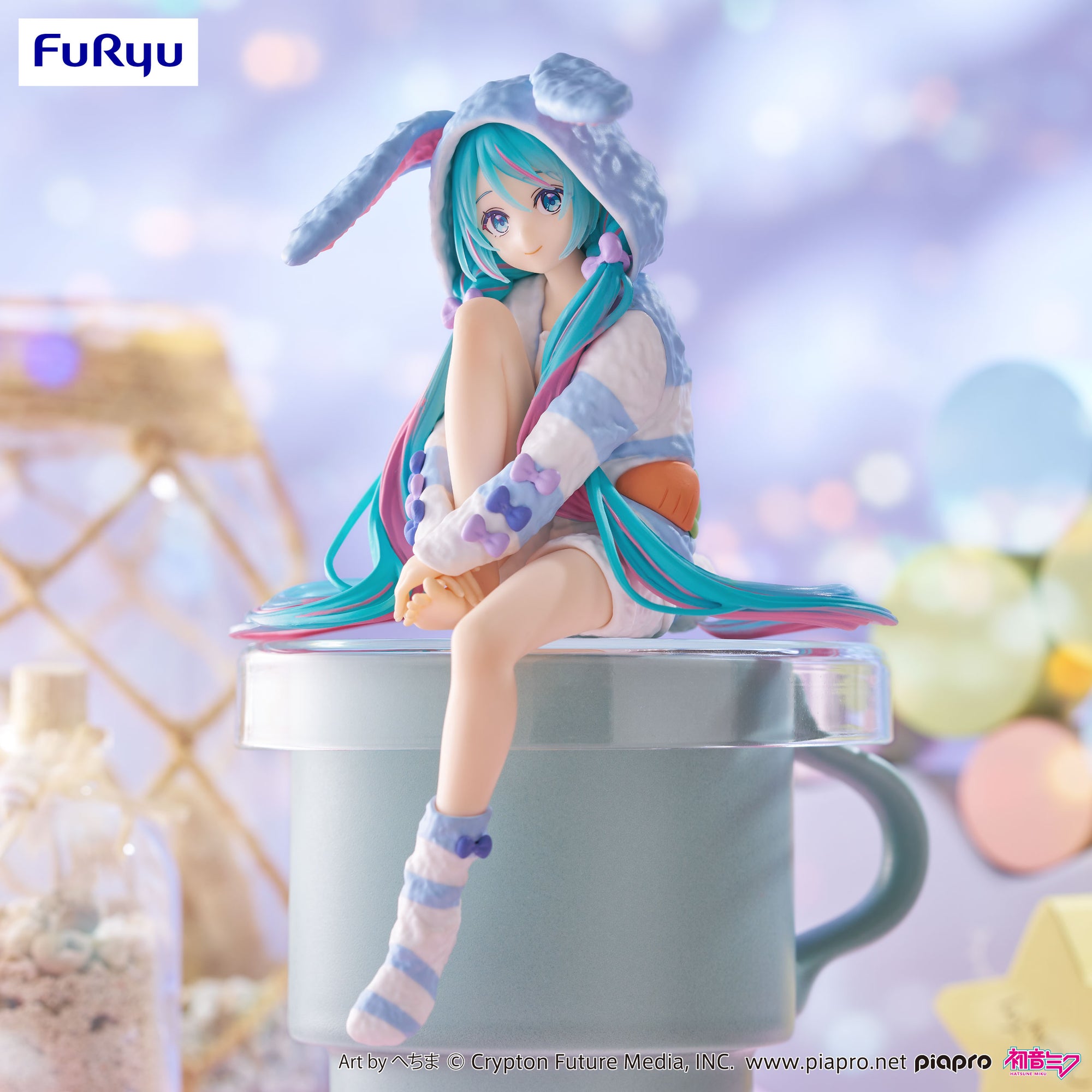 Hatsune Miku Noodle Stopper Figure Rabbit Ear Hood Pajama Blue Color ver