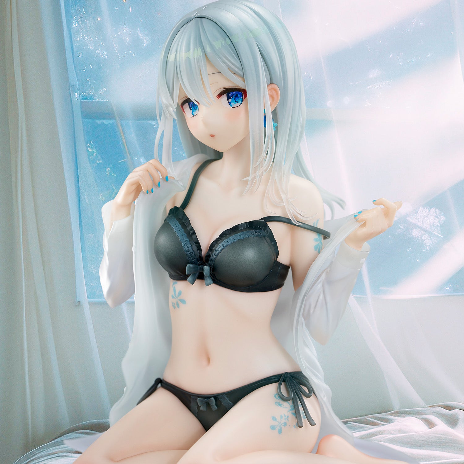 Fuumi Illustration Silver-Haired Girl Sky Blue Morning ( Special Outfit Ver )