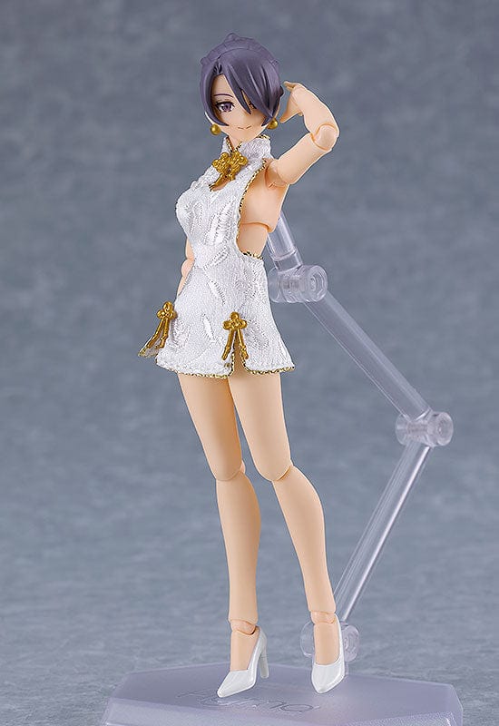 Max Factory 569b figma Female Body (Mika) with Mini Skirt Chinese Dress Outfit ( White )