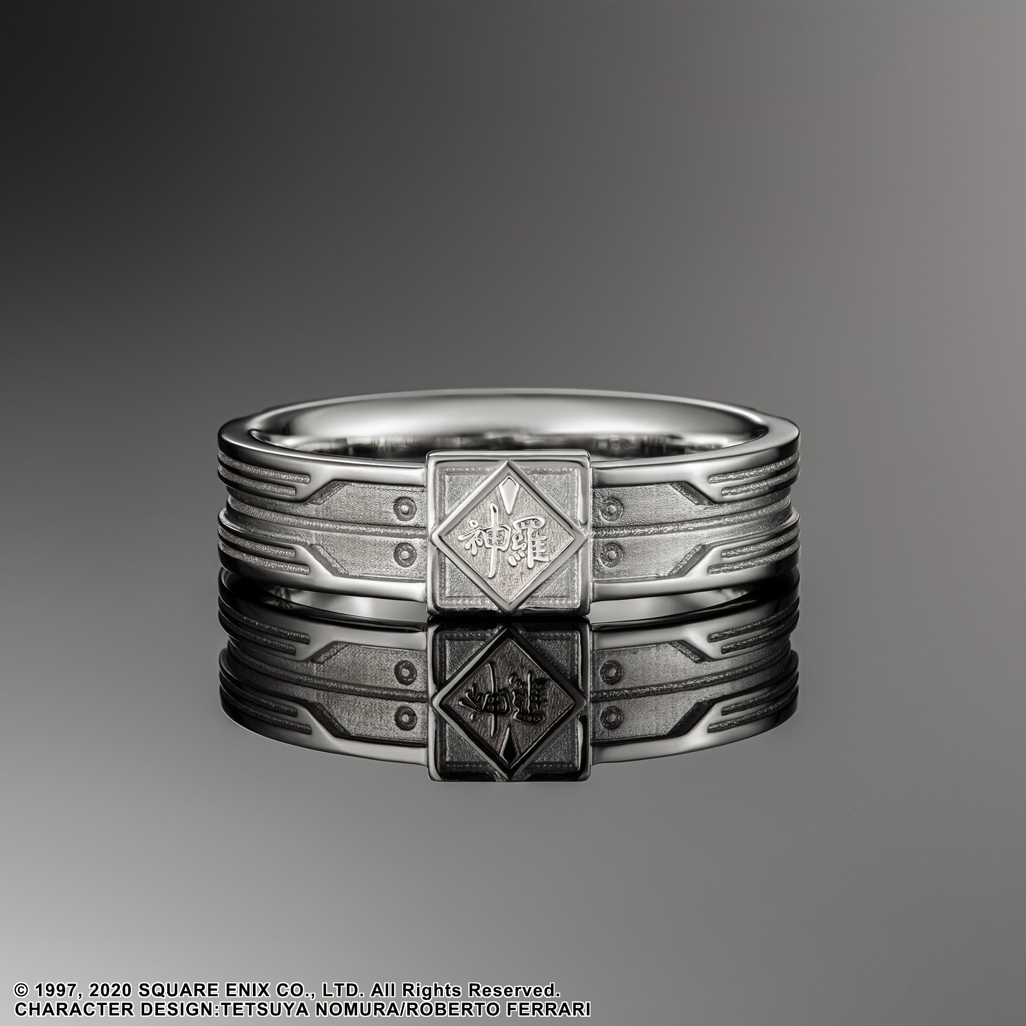 FINAL FANTASY VII Silver Ring SHINRA MATERIA TYPE A (Emerald + Blue Sapphire) Size 21