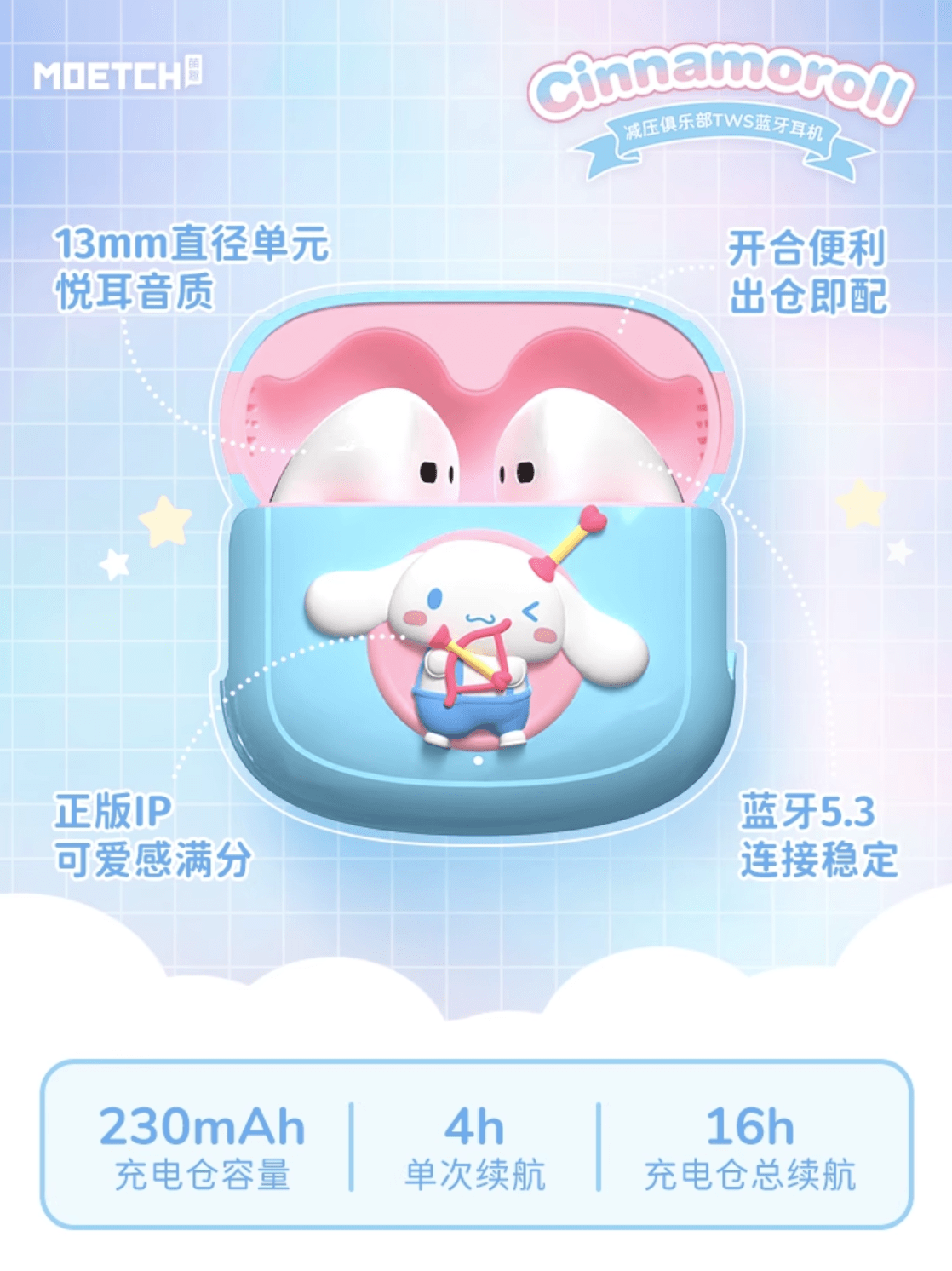 Moetch CINNAMONROLL DESTRESS BLUETOOTH EARPHONE &amp; CASE