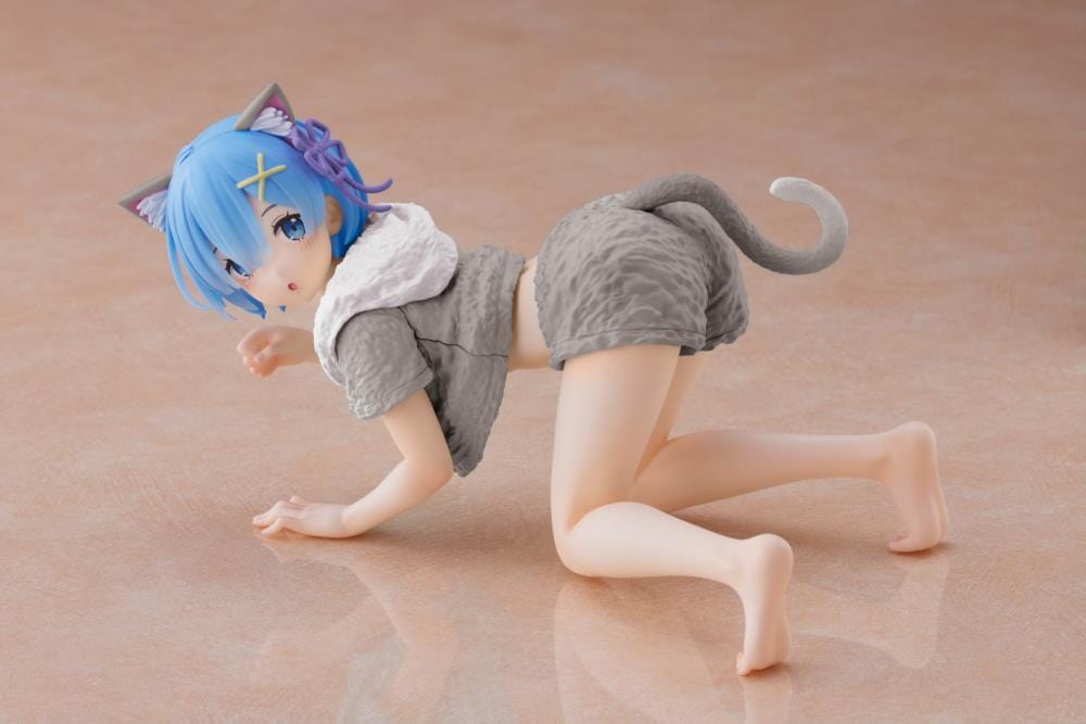 Taito Desktop Cute Figure Rem ( Cat Roomwear Ver ) Renewal Edition