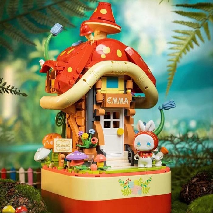 MJ STUDIO EMMA Secrect Forest  Music Box - Mushroom House Building Blocks