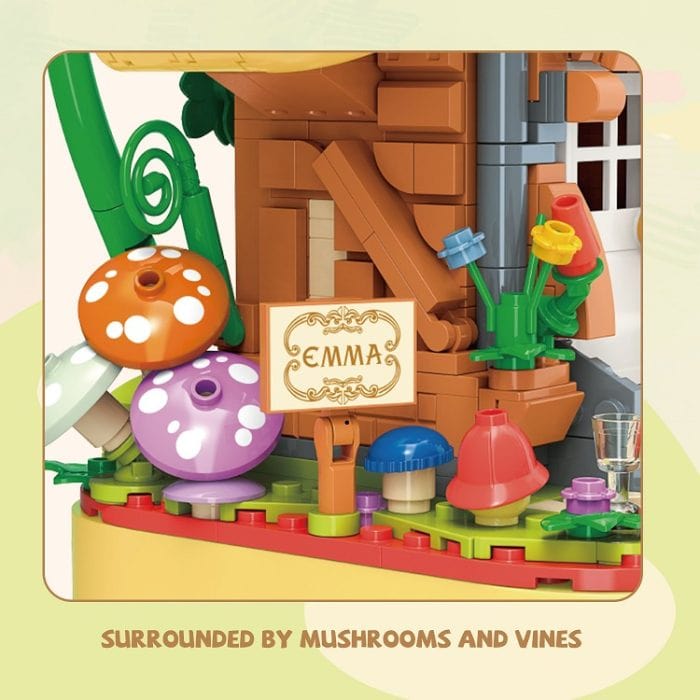 MJ STUDIO EMMA Secrect Forest  Music Box - Mushroom House Building Blocks
