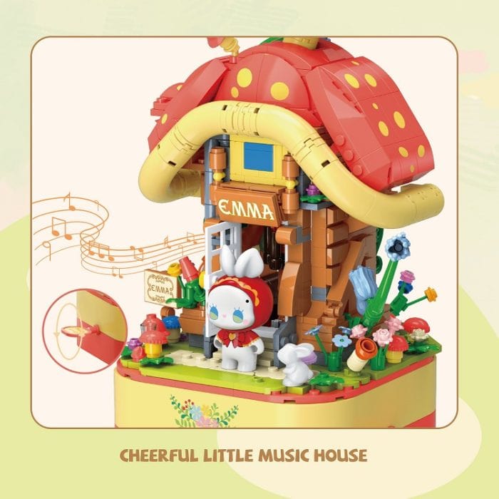 MJ STUDIO EMMA Secrect Forest  Music Box - Mushroom House Building Blocks