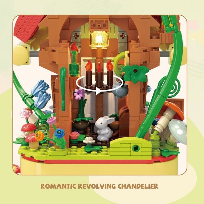 MJ STUDIO EMMA Secrect Forest  Music Box - Mushroom House Building Blocks