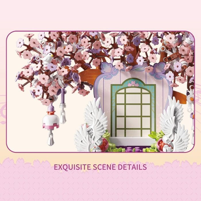 MJ STUDIO EMMA Secret Forest  Music Box - Cherry Blossom Building Blocks