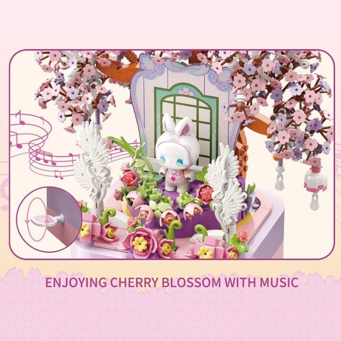 MJ STUDIO EMMA Secret Forest  Music Box - Cherry Blossom Building Blocks