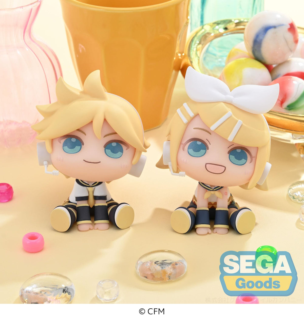 SEGA Kagamine Rin/ Len QyuruMe Hatsune Miku Series Mini Figure Kagamine Rin &amp; Kagamine Len (EX)