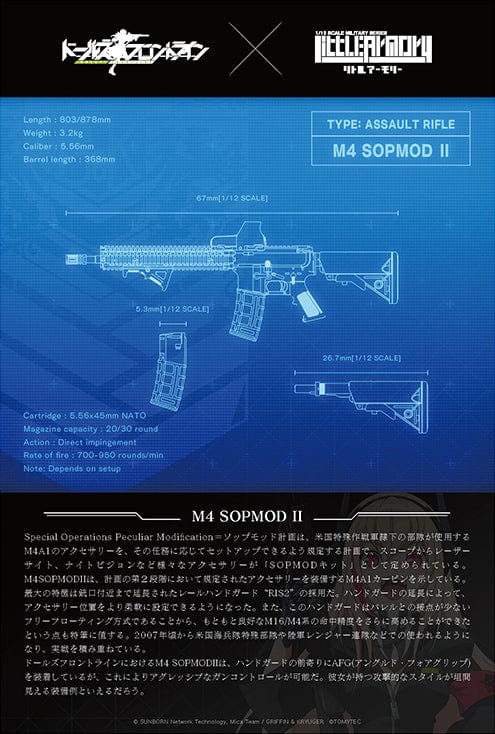 Tomytec Little Armory LADF23 Animation Dolls&#39; Frontline M4 SOPMOD II Type