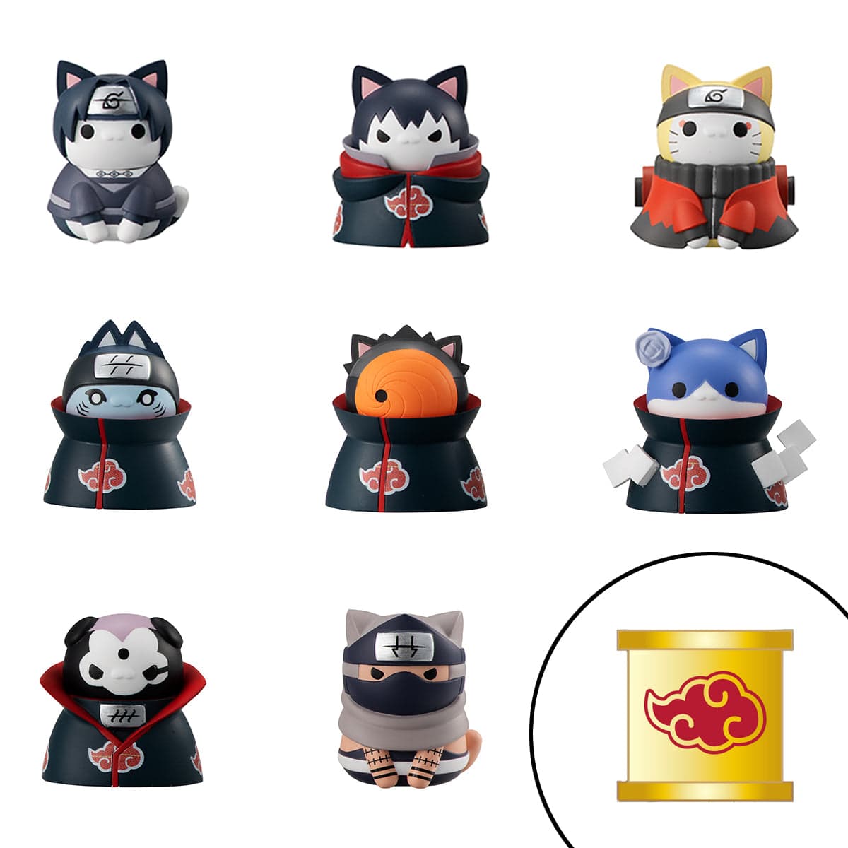 Megahouse MEGA CAT PROJECT - Nyaruto! - Defense battle of village of Konoha! Set 【with gift - Gold “Akatsuki” can mascot】